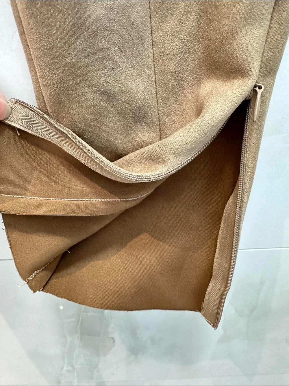Zara Faux Suede High Waisted Tan Leggings Size Small